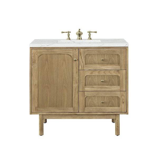 James Martin Vanities Laurent 36in Single Vanity, Light Natural Oak w/ 3 CM Ethereal Noctis Top 545-V36-LNO-3ENC - main
